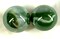 2 Boulders 50mm (1 5/8") FUNGUS Marbles glass ball Green White Iridescent large Swirl